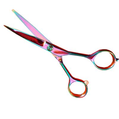 China Titanium Steel Razor Rainbow Color Hair Scissors 4cr Stylist Shears for sale