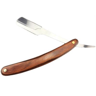 China Single Blade Wooden Handle Hairdresser Beard Shaving Razor Classic Use Disposable Blade for sale