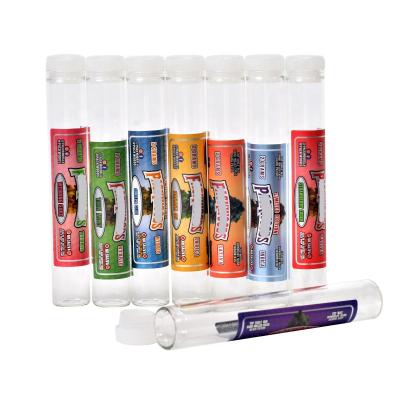 China Round tube hot-selling pre-rolled 115mm glass tubes with plastic cork lids and labels customized for large pre-rolled packwood joint for sale