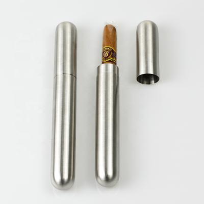 China Portable Custom 1 PCS Cigar Humidor Travel Holder Metal Stainless Steel Cigar Tube Cigar Tube Case Packaging for sale