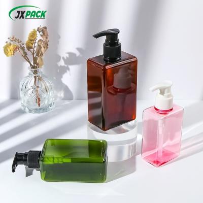 Cina 280ML Bottiglia di shampoo trasparente Quadrata Piatta Lozione di plastica Spray Bottiglia Stampa a schermo in vendita