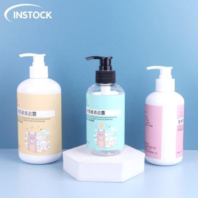 China Plastic ronde 250 ml 300 ml 500 ml pomp shampoo fles voor cosmetische handwas douche gel Te koop