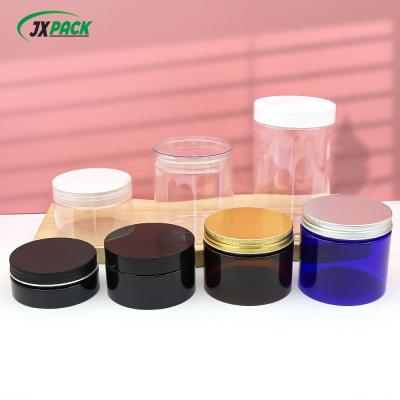 China Contenedores de frascos de crema cosmética transparentes, frascos de plástico PET de 1000 ml con tapa de aluminio en venta