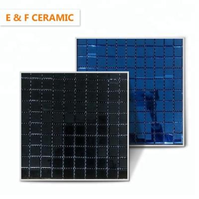 China Parquet square shape glass mosaic slab with cheap price art black square glass mosaic for sale