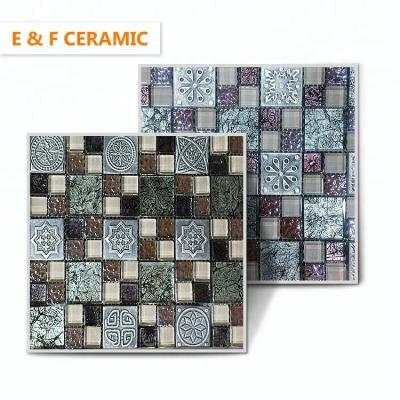 China Hot Sale Home Decoration Parquet Special Frosted Square Brushed Mosaic Mix Colored Crystal Metal Wall Mosaic for sale