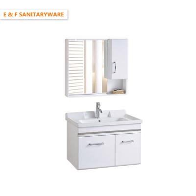 China Waterproof Chinese Luxury Design Bathroom Cabinet Wall Mount MDF Wall Mount Bathroom Vanity White Paint Vanity for sale