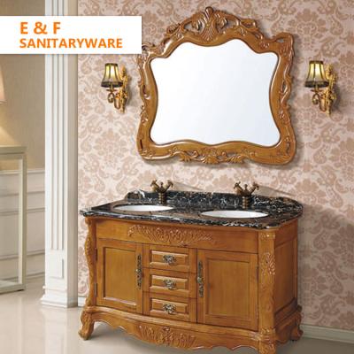 China Bathroom Vanity Unit Waterproof Traditional Marble Vanity Unit Antique Vanity Dresser With Mirror Bathroom Sink Cabinet Classic Double for sale