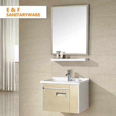 China Hot European Style Waterproof Modern Bathroom Vanity Mirror Cabinet Wall Mount Furniture Hotel Sale Single Sink Cabinets for sale