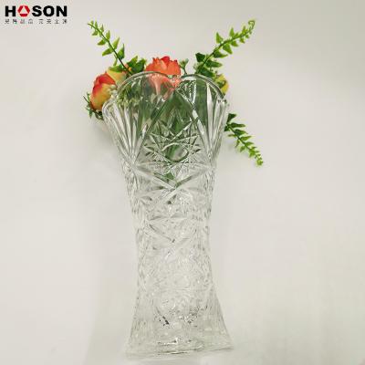 China Supply High Quality Eco-friendly Vase Glass Bottle Carving Vase With Cheap Price for sale