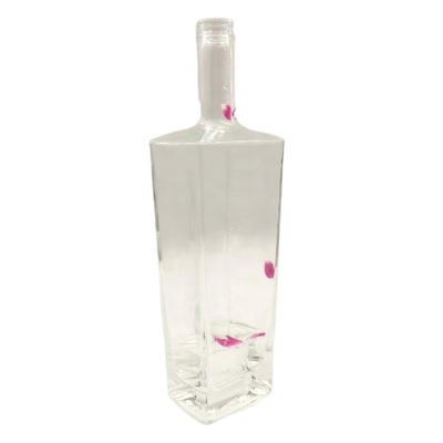 China Thick Bottom Transparent Empty Vodka Hoson Glass Bottle 75cl Square For Wine for sale