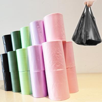 China Household Disposable Commercial Thickened Portable Color Garbage Bag Disposable Plastic Waste Bags Roll for sale