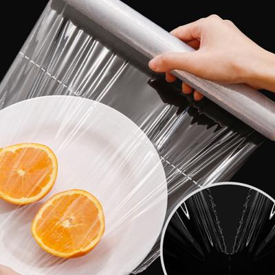 China Transparent food grade factory price food grade wrapping roll pe plastic food cling film for sale