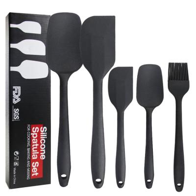 China 5 Piece Sustainable Heat Resistant Non-Stick Silicone Spatulas Set For Cooking And Baking for sale