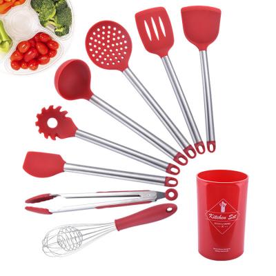 China Sustainable 8 Piece Silicone Cookware Set With Rack for sale