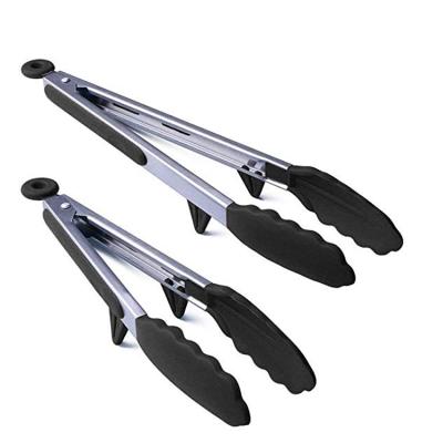 China Durable Stainless Steel Food Tongs with Silicone Tip, Locking Head Handle, Non-Slip and Heat Resistant Perfect for Cooking Barb Serving for sale