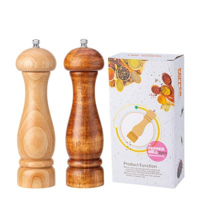 China China Sustainable Supplier Wholesale Professional Kitchen Wooden Salt and Pepper Grinder Mill 8 Inch for sale