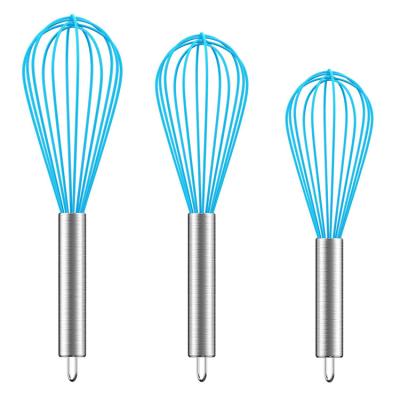 China Sustainable Kitchen Cooking Silicone Beats Sturdy Colorful 3 Pack Balloon Egg Beater for sale