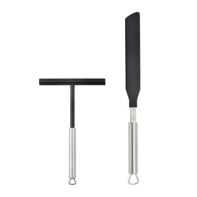 China Sustainable Stainless Steel Narrow Handled Glazing Pot Scraper Spatula for sale