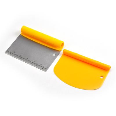 China Amazon Disposable Hot Selling Baking Tools with Measuring Stainless Steel Dough Scrapers Bench Scraper for Baking for sale