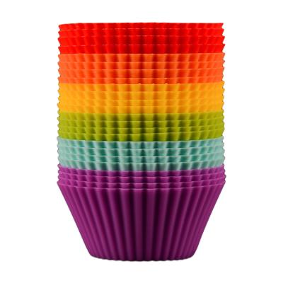 China Viable Reusable Cupcake Muffin Liners Cake Mold Silicone Cupcake Baking Cups for sale