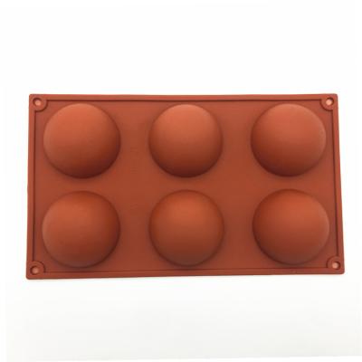 China BPA Free Viable Six Holes Silicone Semicircle Cake Cookie Fondant Chocolate Molds for sale