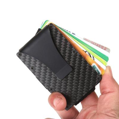 China Ultra Thin Metal Credit Card Wallet/RFID Blocking Credit Card Holder/Carbon Fiber Slim Card Case for Travel and Work for sale