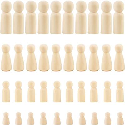 China DIY TOY 50 Pcs Wholesale Unfinished Natural Wood Color Wooden Peg Dolls For Painted Crafts Pendant Decoration Plant for sale