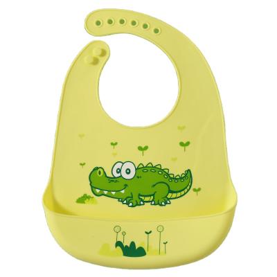 China Wholesale Washable Waterproof Easily Clean Saliva Pockets Baby Silicone Cartoon Character Bib for sale