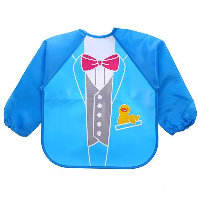 China Cheap Blue Eva Baby Bibs Washable Long Sleeve Waterproof Baby Bib Washable Children For Consumption for sale