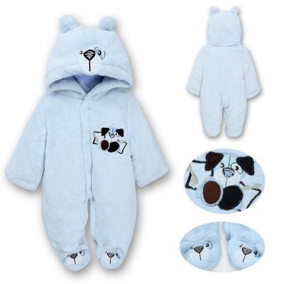 China Comfotable Newborn Boys Overalls Coral Fleece Cartoon Clothing Warm Autumn Winter Thick Baby Girl One Piece Rompers for sale