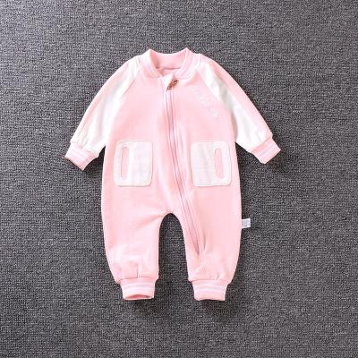 China Comfotable Spring Overalls Baby Autumn High Quality Unisex Pink Lovely Ribbed Long Sleeve Baby Rompers for sale