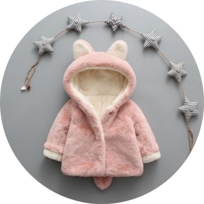 China Sustainable Infant Single Button Plus Velvet Thick Soft Outwears Fur Coat Hot Pink Babies' Fleece Jacket for sale