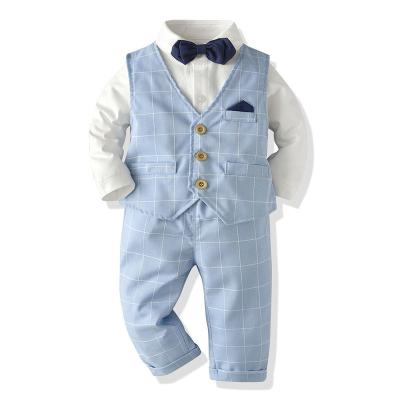 China Comfotable Spring Autumn Formal Kids 3 Piece Jumpsuits Wedding Coat Baju Setelan Jas Anak Baby Boy Clothes Boutique Suit Clothing Sets for sale