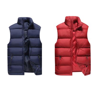 China Sale Men's Sleeveless Anti-Wrinkle Male Jacket Waterproof Puffy Down Outdoor Stand Collar Thicken and Keep Warm Pure Color Jacket Vest for sale