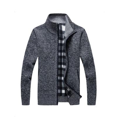 China Autumn Zipper Cashmere Thick Cashmere Stylish Plus Size Men's Comfortable Knitted Collar Breathable Comic Cardigan Long Sleeve Sweater for sale