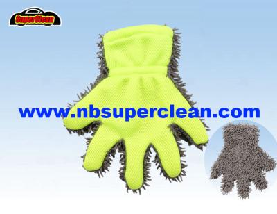 China Eco-friendly Newest Chenille Glove Mesh Microfiber Car Washing Finger Glove for sale