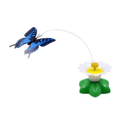 China Viable Interactive Pet Toys Funny Electric Flying Butterfly Exercise Pet Toy Rotating Butterfly Smart Cat Toy for sale