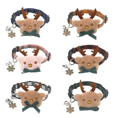 China Cute Viable Christmas Elk Pet Collar Dog Neck Collars With Bells Adjustable Dog Cat Collar for sale