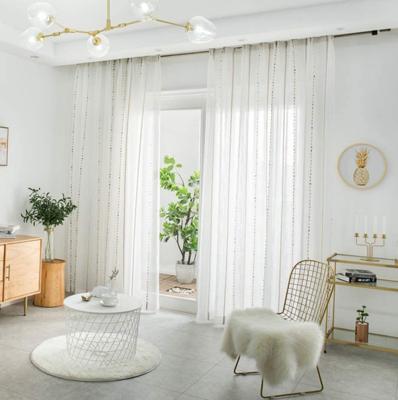 China Europe Embroidery Drapes Semi Sheer Faux Grommet Linen Curtains For Bedroom for sale