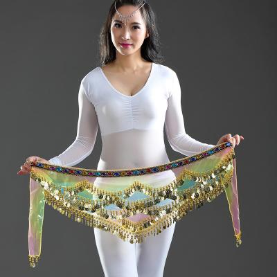 China Hip Scarf Belly Dance Hip Scarf With 328 Gold Coin BellyQueen Belt for sale