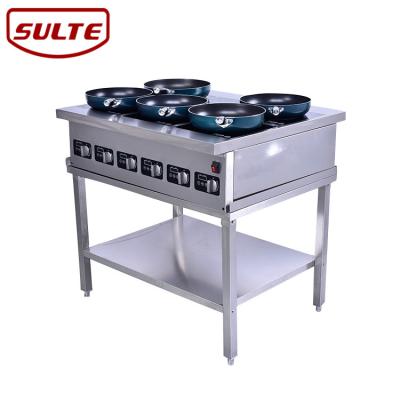 China Commercial Stainless Steel Six Head Induction Cooktop , Industrial Induction Heating Plate 6 Burner for sale