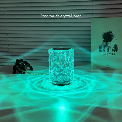 China Modern Romantic Pink Crystal Lamp Atmosphere Photo Internet Celebrity Lamp Bedroom Bedside LED Decorative Night Light for sale