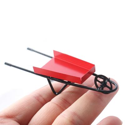 China Cartoon Toy Gifts Ornament 1:12 Mini Cute Dollhouse Miniature Metal Wagon Garden Furniture Accessories Decor Red Pull Home Gift Small for sale