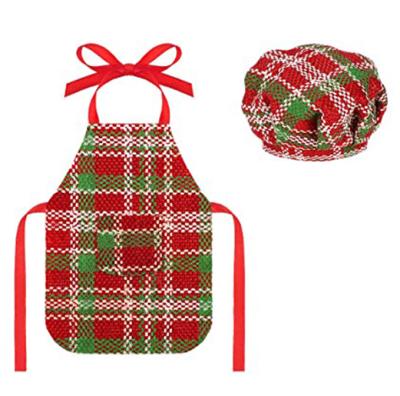 China Cartoon Toy Plaid Apron with Hat Christmas Tradition Toys Accessories Santa Couture Clothing for Elf Doll for sale