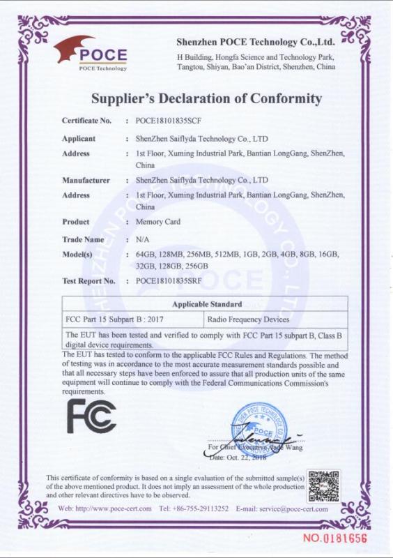 FCC - Shenzhen Saiflyda Technology Co., Ltd.