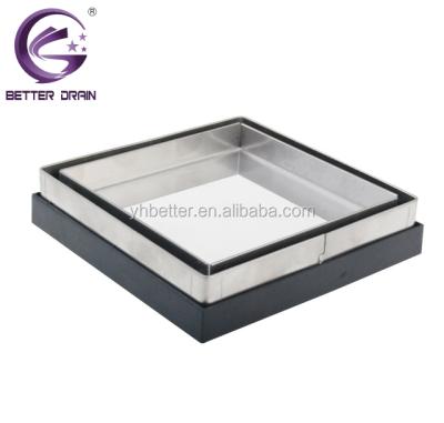 China Stainless Steel PVC Recessed Square Bathroom Floor Drain , Tile Insert Strainer Shower Drain 130*130mm for sale