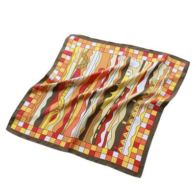 China Wholesale Printed Square Silk Like Custom Logo 100% Silk Scarf Small Square Silk Fashion Satin Scarf for sale