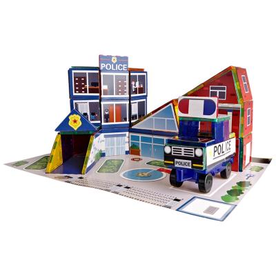 China Hot Selling Educational Magnetic Blocks Toys Magnetic Tiles Building Block Plastic Building Toys For Children My City Mountie for sale