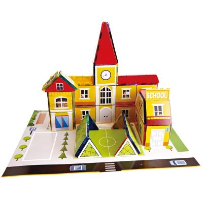 China 155 PCS DIY Building Brick My Toy Magnetic ROD City School Building Tiles Magnetic Building Block Educational Toys Set for sale