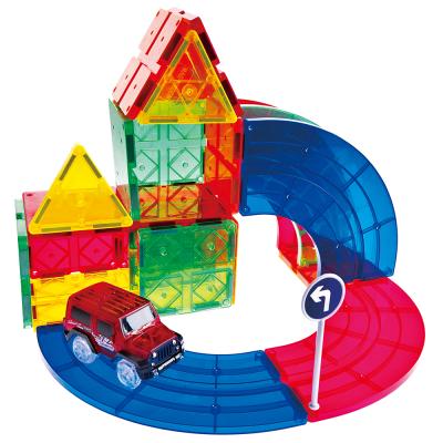 China ABS Car Magnetic Track Building Block Toys LED Car Traffic Toys Games Wisdom Development Educational Toys for sale